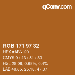 Color code: RGB 171 97 32 | qconv.com