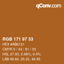 Color code: RGB 171 97 33 | qconv.com