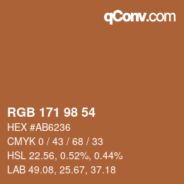 颜色代码: RGB 171 98 54 | qconv.com