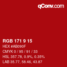Color code: RGB 171 9 15 | qconv.com