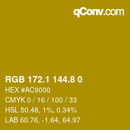 カラーコード: RGB 172.1 144.8 0 | qconv.com