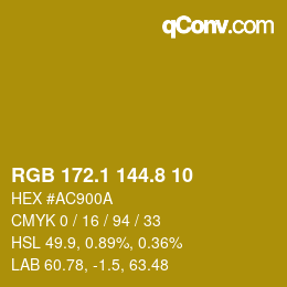 カラーコード: RGB 172.1 144.8 10 | qconv.com