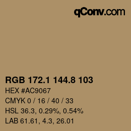 Farbcode: RGB 172.1 144.8 103 | qconv.com