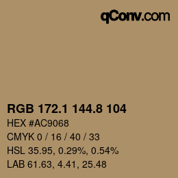 Color code: RGB 172.1 144.8 104 | qconv.com