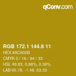カラーコード: RGB 172.1 144.8 11 | qconv.com