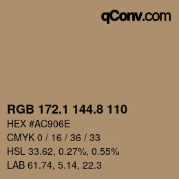 Color code: RGB 172.1 144.8 110 | qconv.com