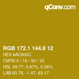 カラーコード: RGB 172.1 144.8 12 | qconv.com