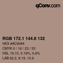 Color code: RGB 172.1 144.8 132 | qconv.com