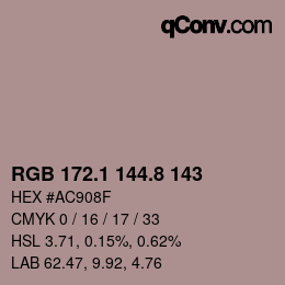 Color code: RGB 172.1 144.8 143 | qconv.com