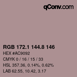 カラーコード: RGB 172.1 144.8 146 | qconv.com