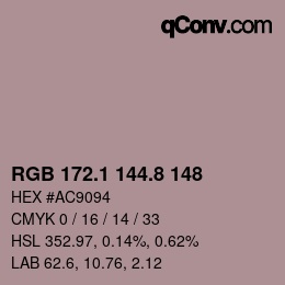 Color code: RGB 172.1 144.8 148 | qconv.com