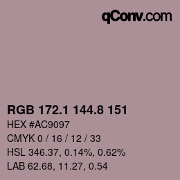 カラーコード: RGB 172.1 144.8 151 | qconv.com