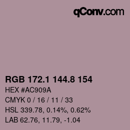 Color code: RGB 172.1 144.8 154 | qconv.com