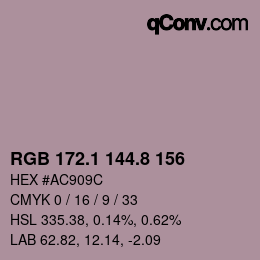 カラーコード: RGB 172.1 144.8 156 | qconv.com