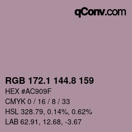 Color code: RGB 172.1 144.8 159 | qconv.com