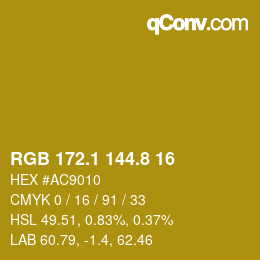 カラーコード: RGB 172.1 144.8 16 | qconv.com