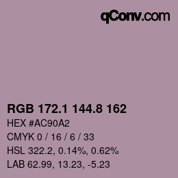 Color code: RGB 172.1 144.8 162 | qconv.com