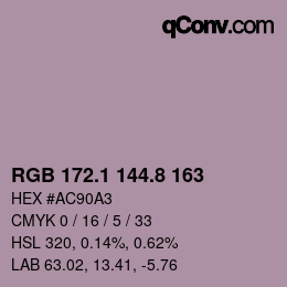 Color code: RGB 172.1 144.8 163 | qconv.com