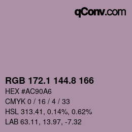Color code: RGB 172.1 144.8 166 | qconv.com