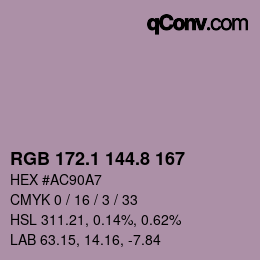 Color code: RGB 172.1 144.8 167 | qconv.com