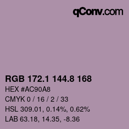 Color code: RGB 172.1 144.8 168 | qconv.com