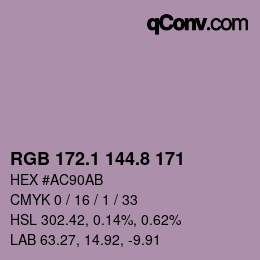 Color code: RGB 172.1 144.8 171 | qconv.com