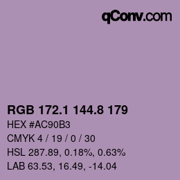 Color code: RGB 172.1 144.8 179 | qconv.com