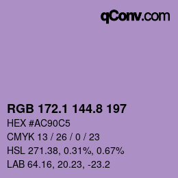 カラーコード: RGB 172.1 144.8 197 | qconv.com