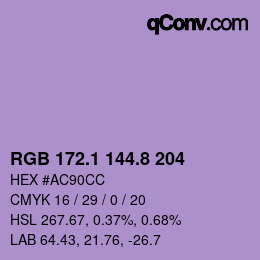 カラーコード: RGB 172.1 144.8 204 | qconv.com
