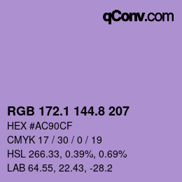 カラーコード: RGB 172.1 144.8 207 | qconv.com
