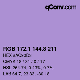 カラーコード: RGB 172.1 144.8 211 | qconv.com