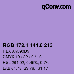 カラーコード: RGB 172.1 144.8 213 | qconv.com