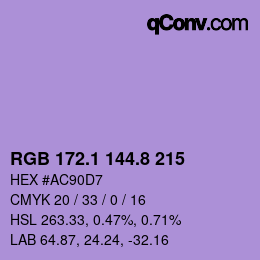 カラーコード: RGB 172.1 144.8 215 | qconv.com