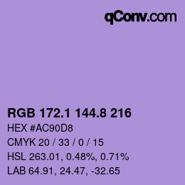 カラーコード: RGB 172.1 144.8 216 | qconv.com