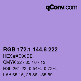 カラーコード: RGB 172.1 144.8 222 | qconv.com
