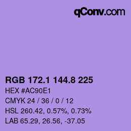 カラーコード: RGB 172.1 144.8 225 | qconv.com