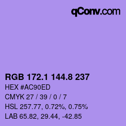 カラーコード: RGB 172.1 144.8 237 | qconv.com
