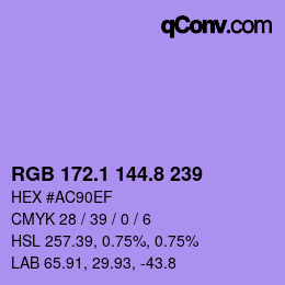カラーコード: RGB 172.1 144.8 239 | qconv.com