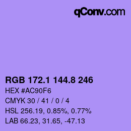 カラーコード: RGB 172.1 144.8 246 | qconv.com