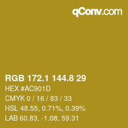 カラーコード: RGB 172.1 144.8 29 | qconv.com