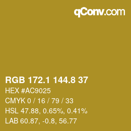 カラーコード: RGB 172.1 144.8 37 | qconv.com