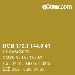 カラーコード: RGB 172.1 144.8 41 | qconv.com