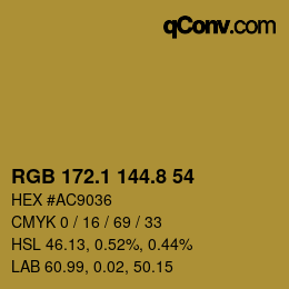 Color code: RGB 172.1 144.8 54 | qconv.com