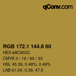 カラーコード: RGB 172.1 144.8 60 | qconv.com