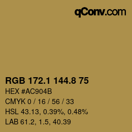 Color code: RGB 172.1 144.8 75 | qconv.com