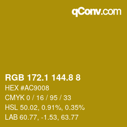 カラーコード: RGB 172.1 144.8 8 | qconv.com