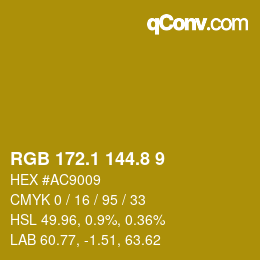 カラーコード: RGB 172.1 144.8 9 | qconv.com