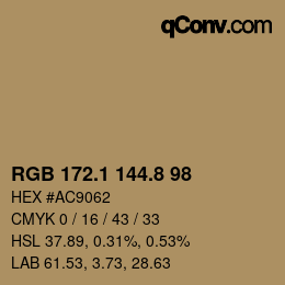 Color code: RGB 172.1 144.8 98 | qconv.com