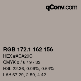 Color code: RGB 172.1 162 156 | qconv.com