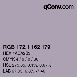 Color code: RGB 172.1 162 179 | qconv.com